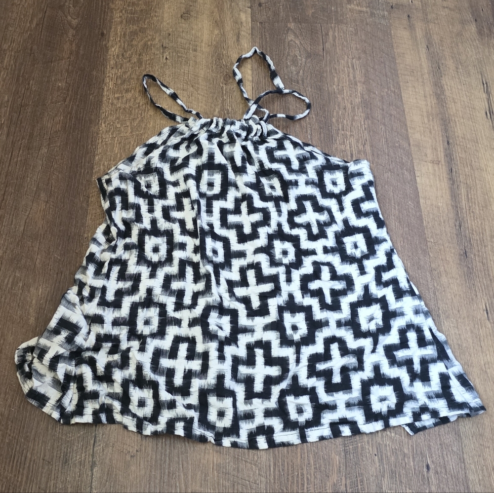 Black & White Geo Halter Tank Top